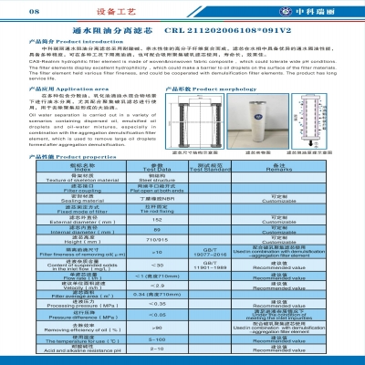 中科瑞丽聚集诱导油水分离工艺(AIS)分离滤芯